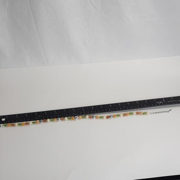 Napier Silver Tone, Glass and‎ Stone Bead Necklace Green Brown White - Picture 6 of 8